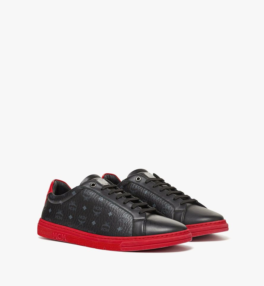 Men MCM Sneakers | Color Block Terrain Lo Sneakers In Visetos Red/Black ...