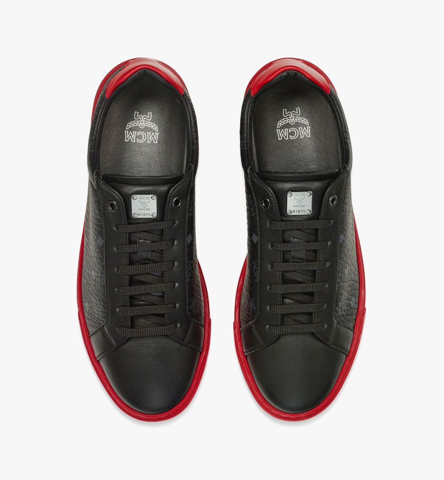 Men MCM Sneakers | Color Block Terrain Lo Sneakers In Visetos Red/Black ...